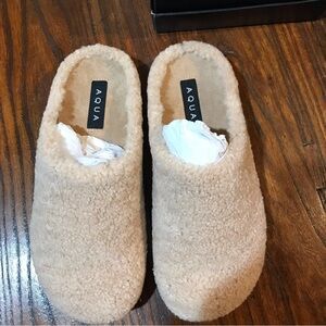 ▪️AQUA Brand Creamy Beige Shearling Mules